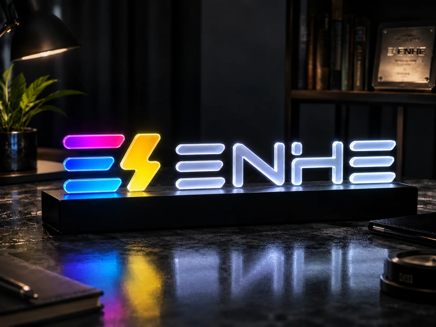 ENHE AI 品牌灯光标志